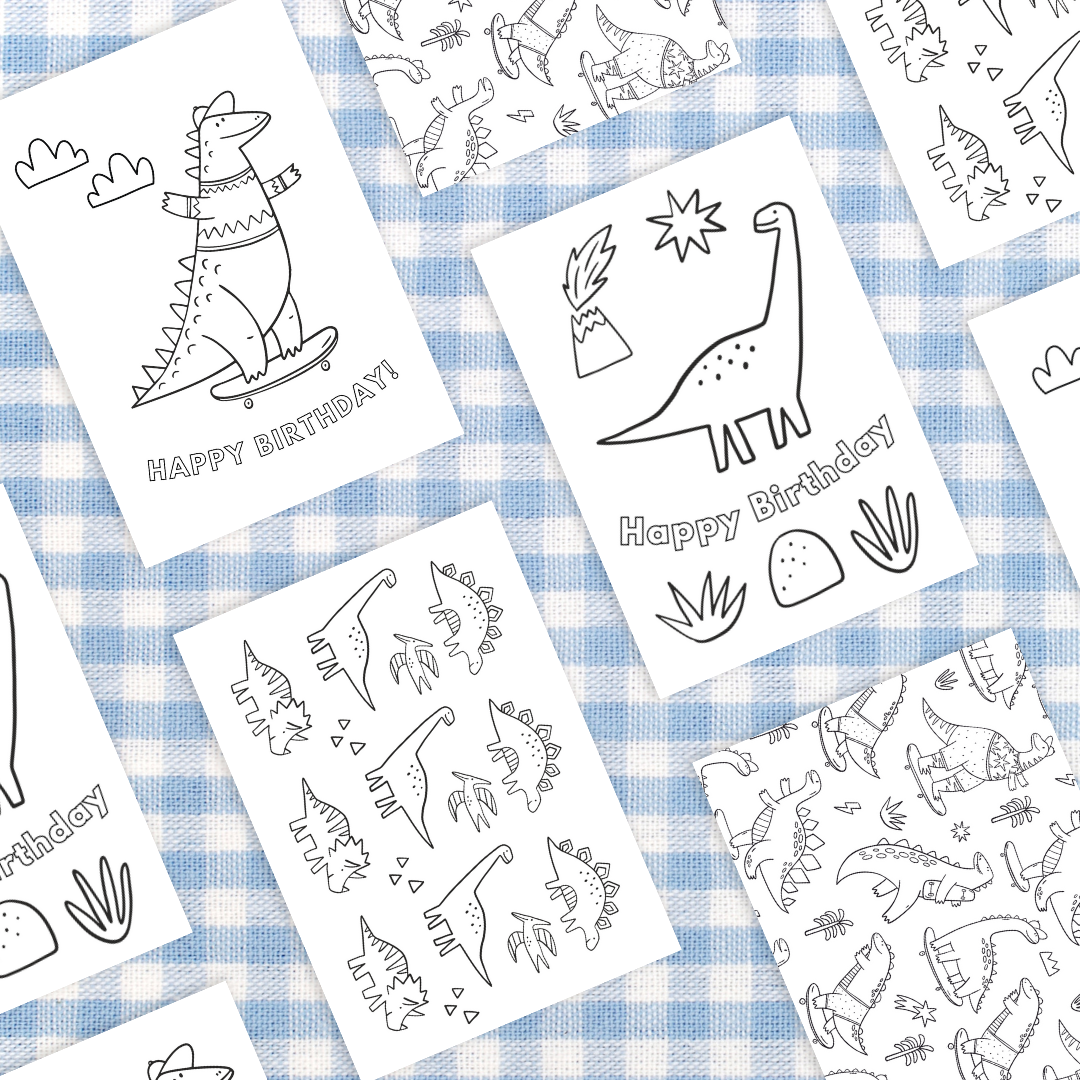 Keepsake Colouring Birthday Cards - Dinosaurs