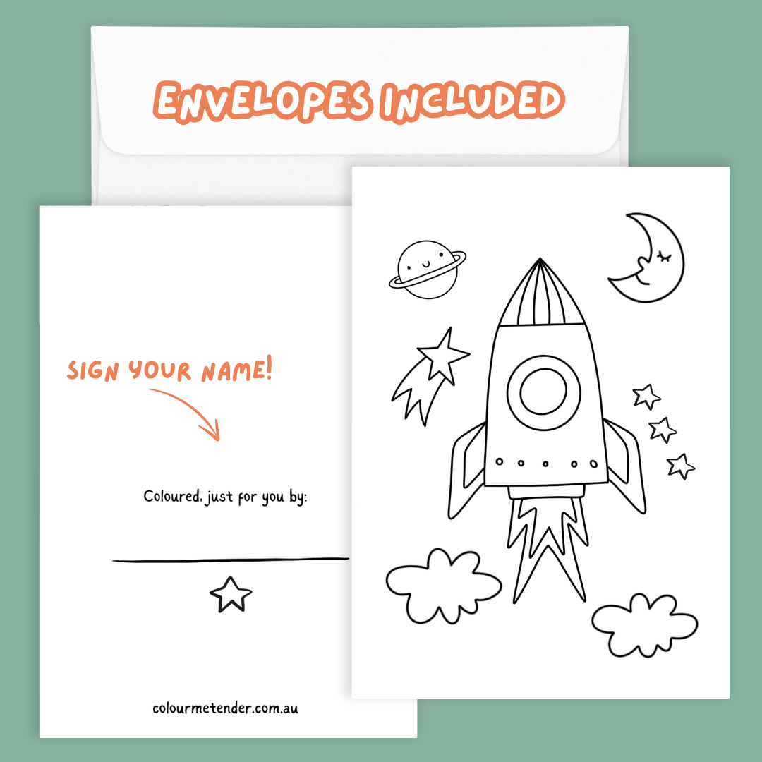 Keepsake Colouring Birthday Cards - Space