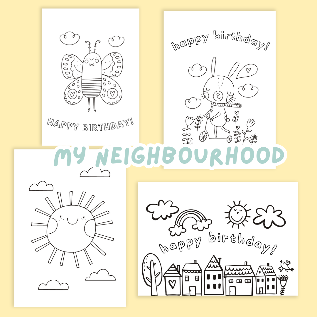 Keepsake Colouring Birthday Cards - Sweet Neighbourhood