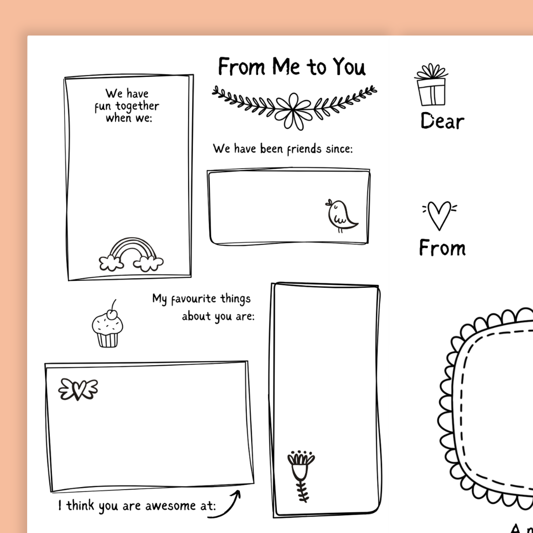 Inside of Birthday Message card showing the special prompts to create a unique birthday message