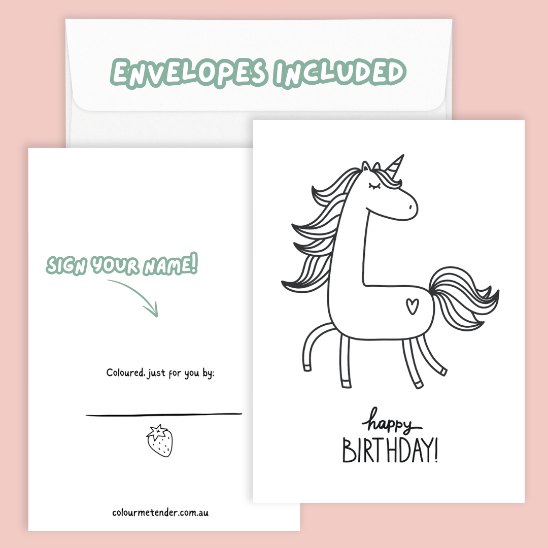 Keepsake Colouring Birthday Cards - Unicorns