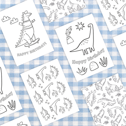 Keepsake Colouring Birthday Cards - Dinosaurs