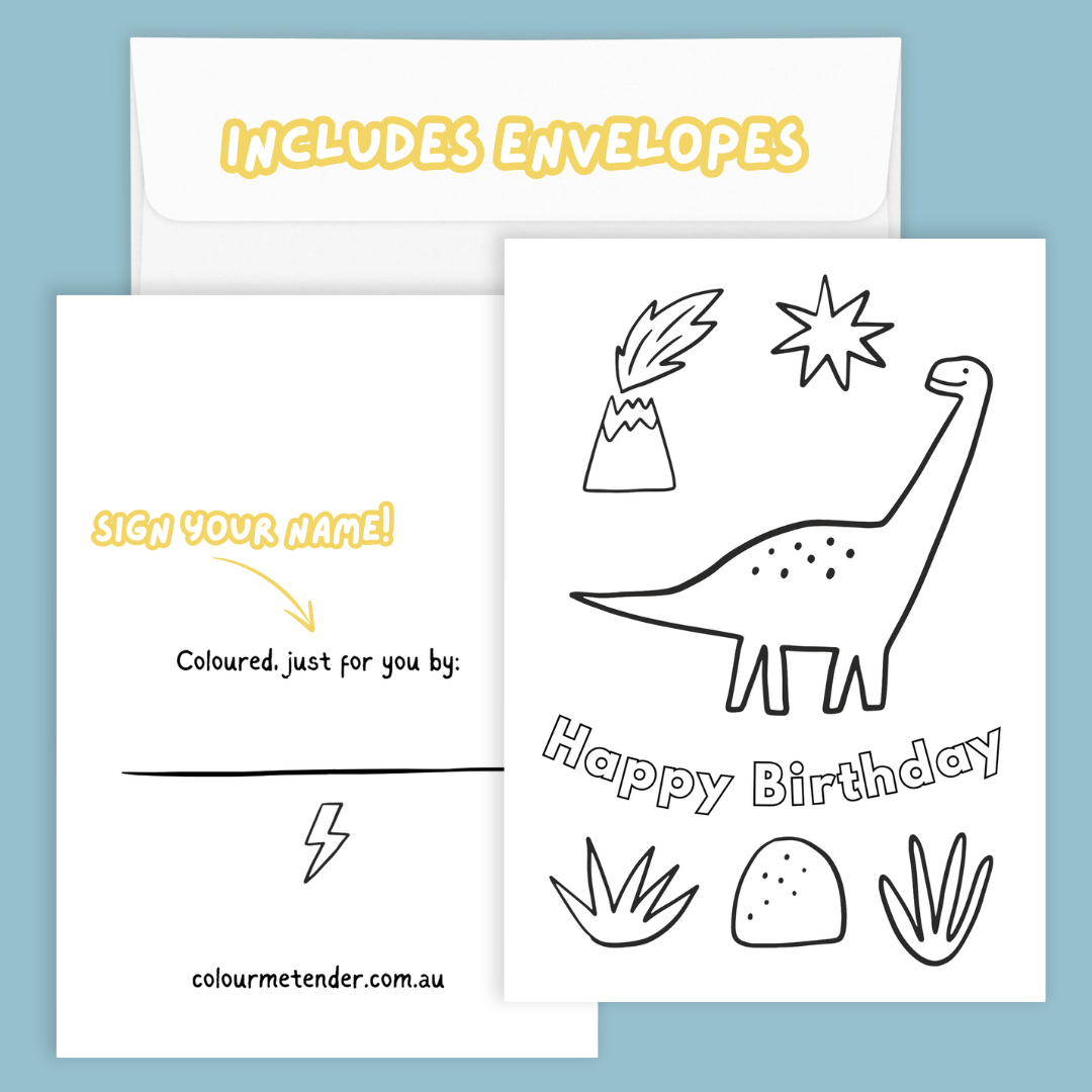 Keepsake Colouring Birthday Cards - Dinosaurs