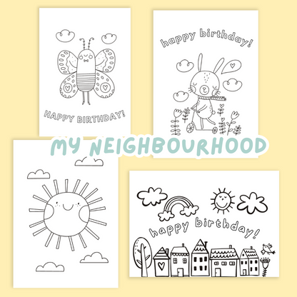 Keepsake Colouring Birthday Cards - Sweet Neighbourhood