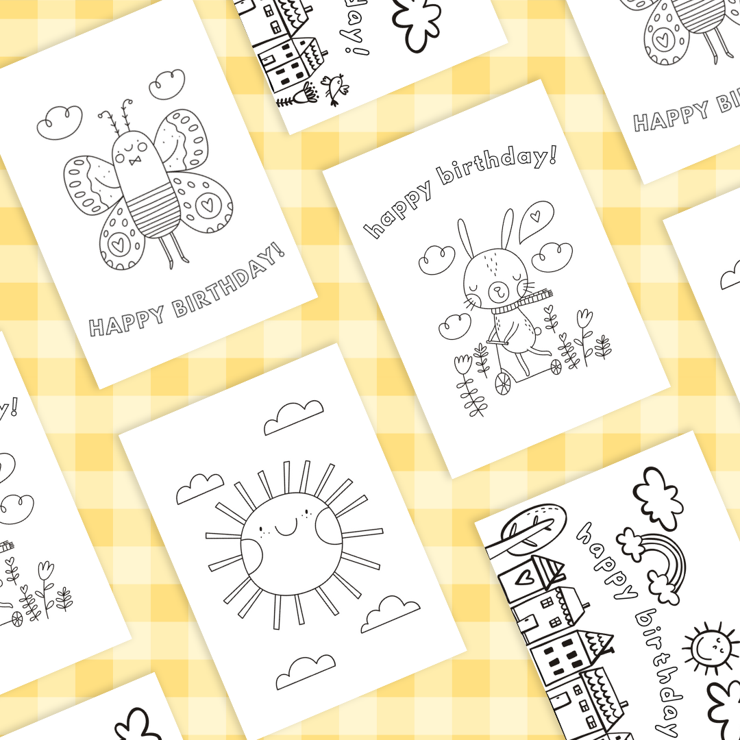 Keepsake Colouring Birthday Cards - Sweet Neighbourhood