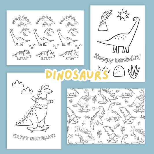 Keepsake Colouring Birthday Cards - Dinosaurs