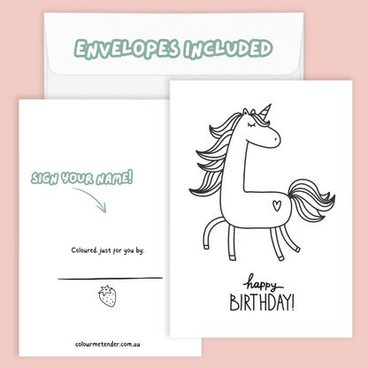 Keepsake Colouring Birthday Cards - Unicorns
